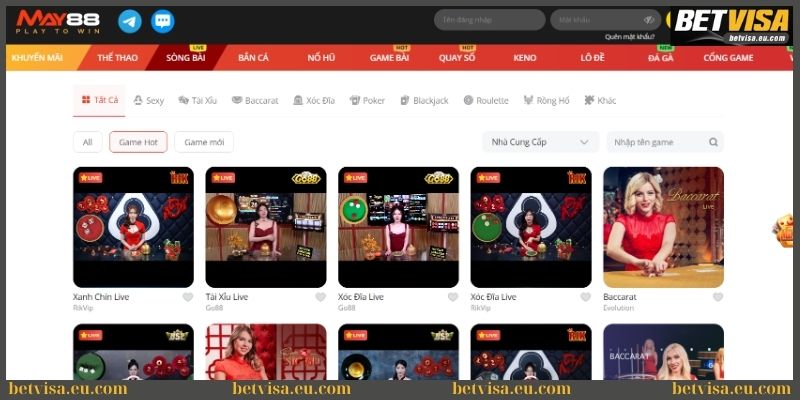 Sòng bài trực tuyến với kho game cực khủng tại May88 