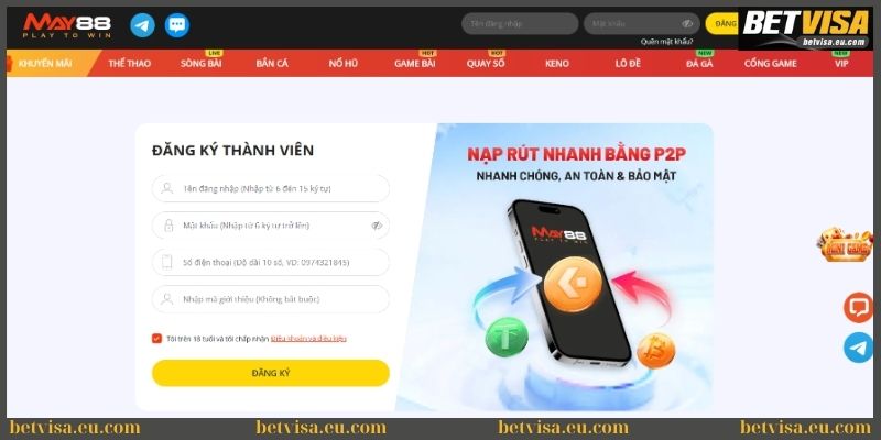 Đăng ký tham gia chơi cược tại May88 là miễn phí