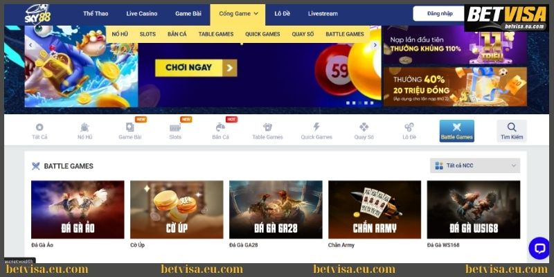 Battle game Sky88 giúp bet thủ chinh chiến thỏa mãn 